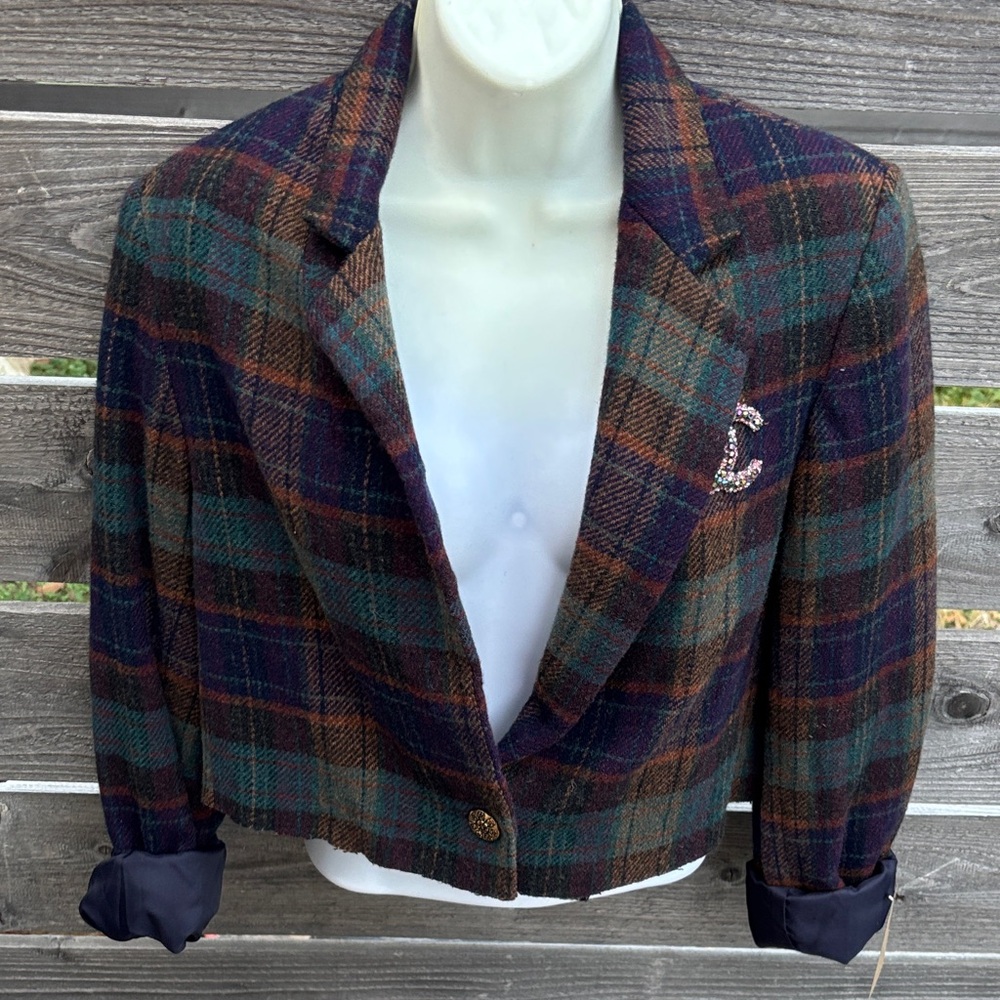 Chic Multicolor Plaid Blazer - image 1